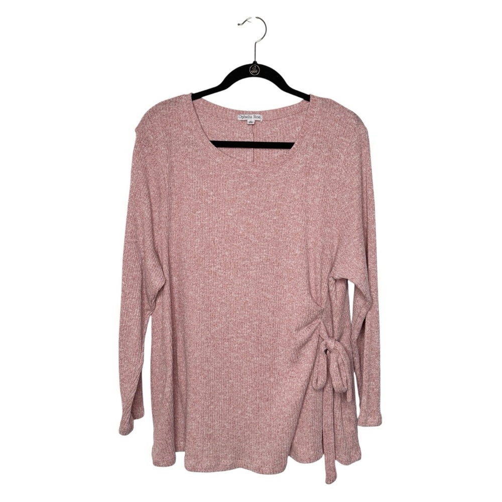 OPHELIA ROE LONG SLEEVE RIBBED DUSTY ROSE TOP SZ 2X